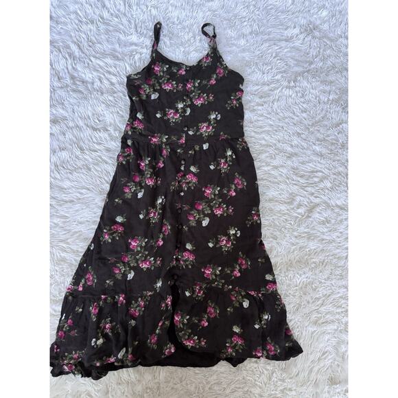 Abercrombie Kids Girls Sz. 13/14 Slate Gray Floral Lined Sundress. So Pretty - Picture 1 of 10